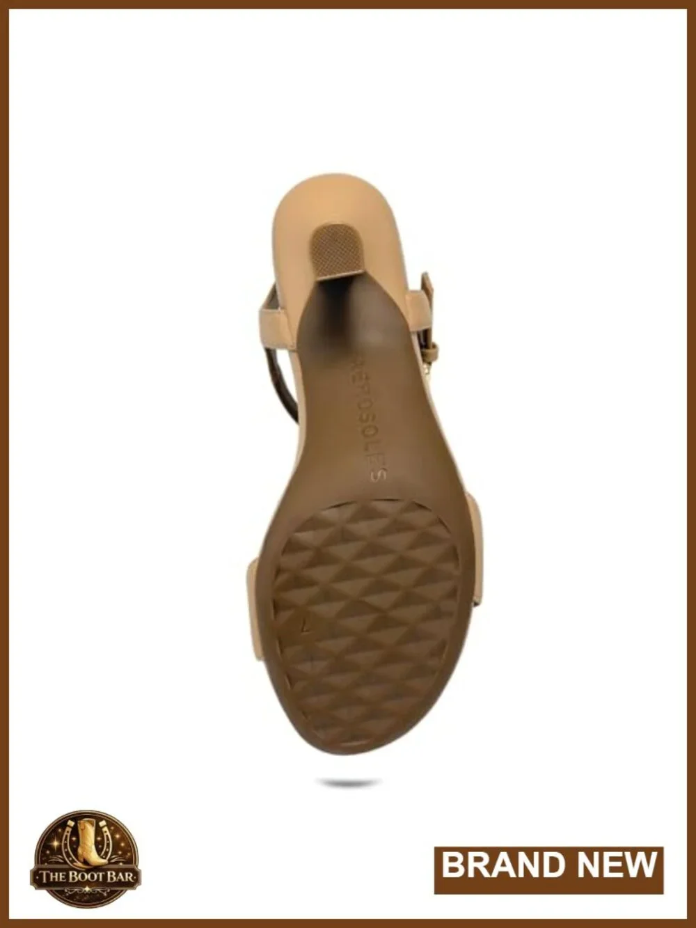 Heeled Sandals with Spool Heel Ankle Strap Faux Leather Memory Foam